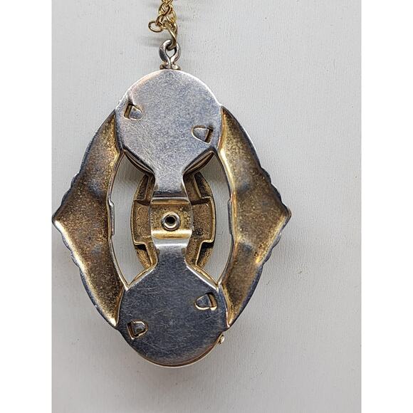 Antique Guilloche Enamel Rose 2 Photo Locket rotating Pendant early 1900s rare - Picture 12 of 13